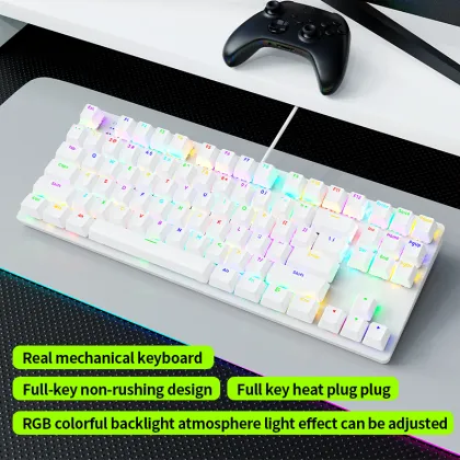 87 Key Transparent Keycap Wired Backlit Gaming Keyboard