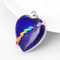 Seven Chakras Stone Lapis Lazuli Heart Pendant