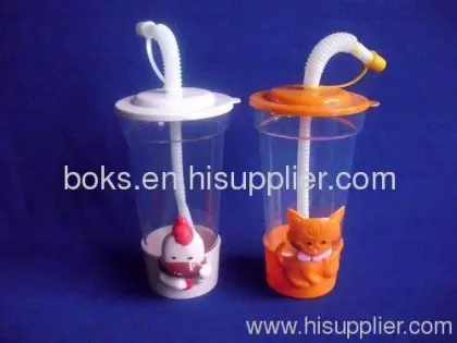 500ml Plastic Children Water Cup With Straw 