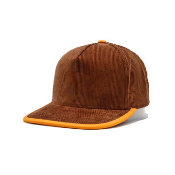 5 panelu Brown Cord Cord Snapback Cap