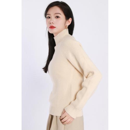 Standing Collar Long- sleeved Woolen Sweater