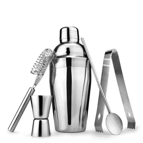 Stainless Steel Bar Accessories: Complete Cocktail Shaker Set for Bartenders and Home Brew Enthusiasts