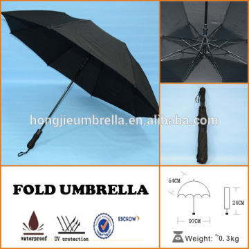 2016 New windproof 2 folding steel shaft rain umbrella for sale