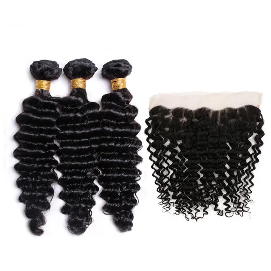 New 100%remy hair 3 bundle and 13*4 lace front closure brazilian human hair extension