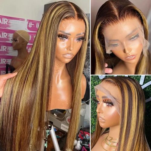 Ombre Lace Front Wig Human Hair Pre Plucked Glueless HD Lace Frontal Wig
