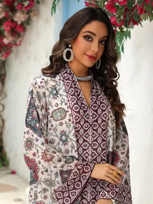 Printed Chiffon Modest Maxi Dress