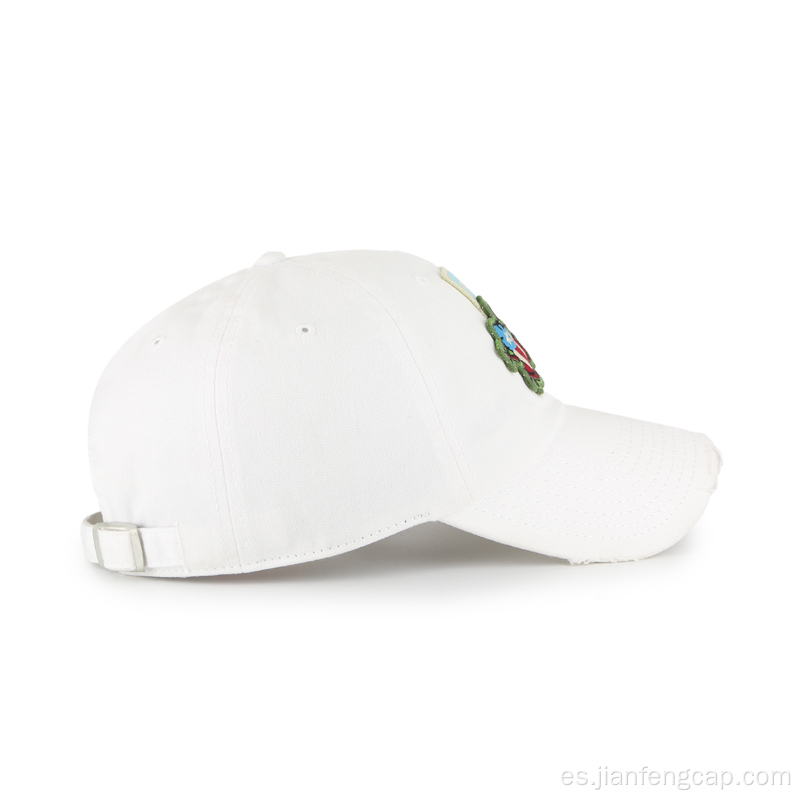 Parches y gorra de béisbol blanca de birm destoried