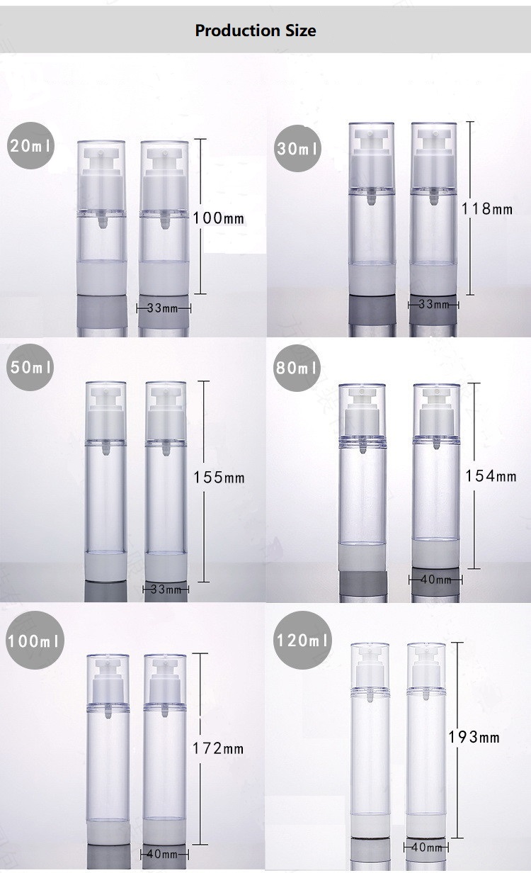 AS cosmetic packaging transparent cosmetic airless bottle