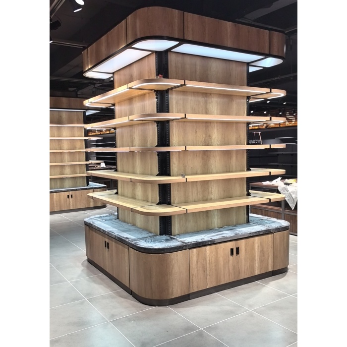 Custom Supermarket Display Square Column Promotion Shelf