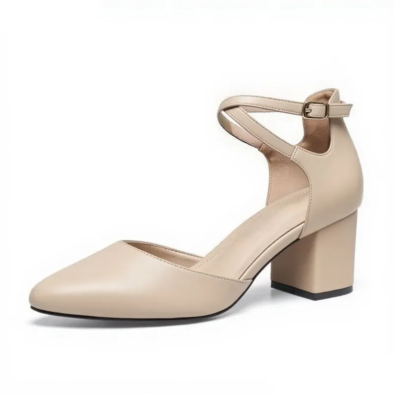 Fuchsia Microfiber Ankle Strap Heels