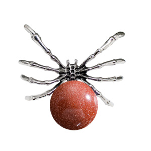 Red Goldstone 16MM Ball Antique Silver Spider Pendant (47x40mm) for DIY Making Jewelry