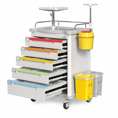 Carro de emergencia médico con tablero de RCP