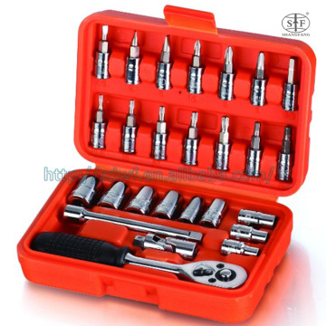 Caja de herramientas de reparación de automóviles de venta caliente y juego de enchufes de mango de trinquete (3/4 '', 3/8 '', 1/2 ''))