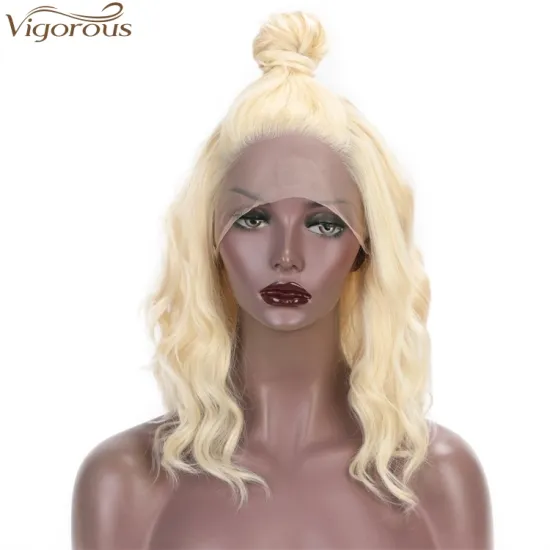 Vigorous Short Bob Wavy Wigs Lace Frontal Middle Part Wigs For African Women High Temperature Synthetic Wholesale Price