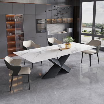 Sintered Stone Top Luxury Dining Table and Chair Set in Foshan Recycled Pine for Dining Room Furniture