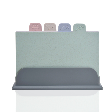 Wheat Straw Plastic Chopping Board Set with Storage Holder