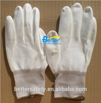 13 Guage White Nylon Liner PU touch screen gloves china supplier