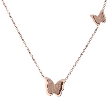Perhiasan Kustom Rose Gold Disepuh Butterfly Necklace