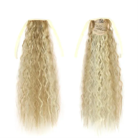 Natural Indian Virgin Cheveux Afro Kinky Curly Hair Ponytail Real Bandage Clips Ponytails Synthetic Hair Extensions Wrap Around