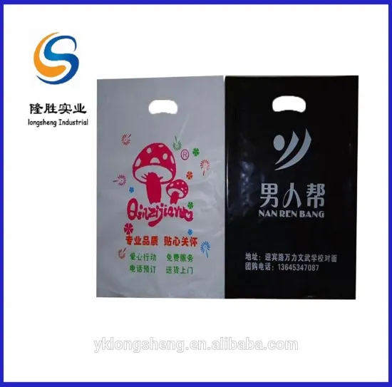 black and white die cut carry bag for shopping