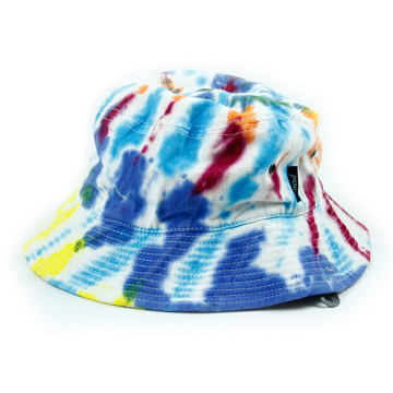 Custom Unisex Cotton Bucket Hat with Tie-Dye Design and Embroidered Logo