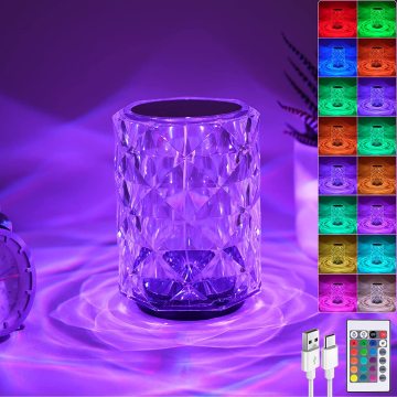 16 Color RGB Waterproof Rechargeable Crystal Table Lamp