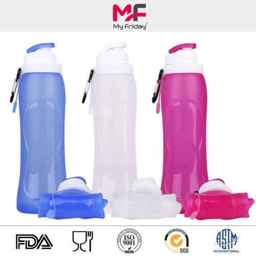 Sporting foldable silicone water bottle