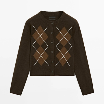 Women's diamond patterned detail knitted cardigan