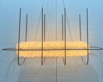 Rustic Lodge Stainless Steel Chandeliers with Rock Crystal Dining Lights