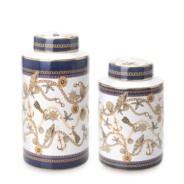 J223 Set di barattoli di vaso in porcellana di lusso - decorazione a catena in ceramica per la casa