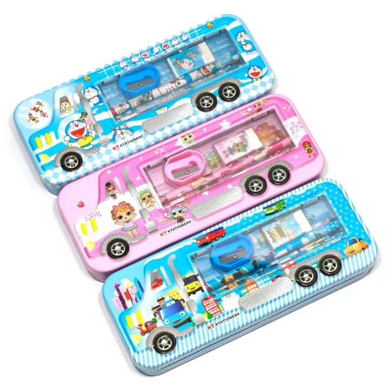 Student Stationery Set Gift Box: Multifunctional Double Layer Pencil Box for Kids