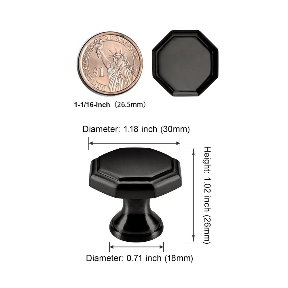 Octangle Cabinet Knob Black 6 Jpg