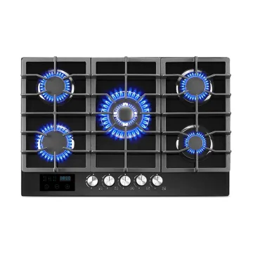 Professional 5 Burner Gas Cooktop with Tempered Glass and Electronic Ignition