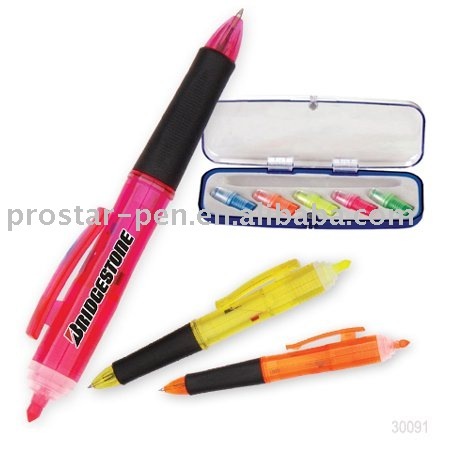 2-in-1 highlighter pens in transparent box