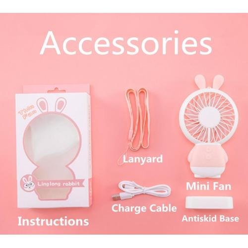 Rabbit Handheld Led Fan Summer Air Cooling Fan