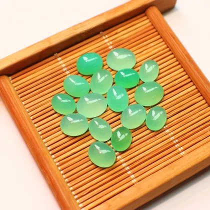 AAA Australian Jade Green Chalcedony Egg Shaped Cabochons