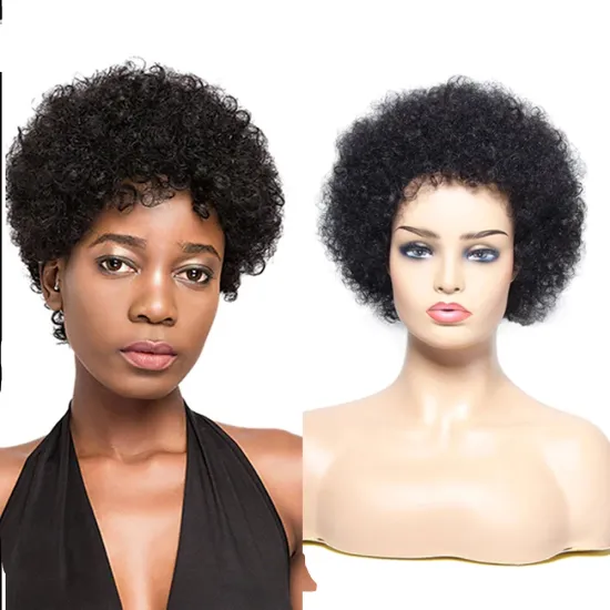 Raw Hair Lace Front Hair  Pixie  Afro Kinky Closure Wig 5x5 Blue Full Lace Braided Black Man Custom Wig Boxes With Log