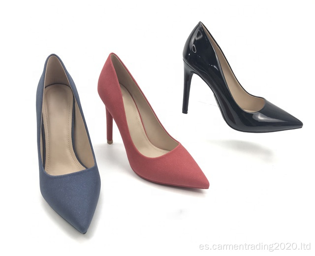 Señoras moda sexy stilettos punta puntiaguda damas gamuza