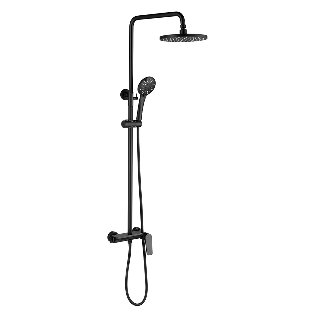 Matte Black Modern Shower Set Brass Tap