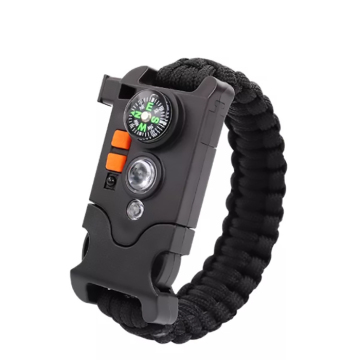 Mini Survival Whistle with Compass, Flashlight, and Parachute Cord Wristband for Camping