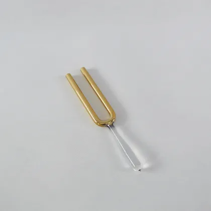 Golden Quartz Crystal Tuning Fork Set - 8 Pcs 10mm HF Chakra Tuning Forks with Carrying Case