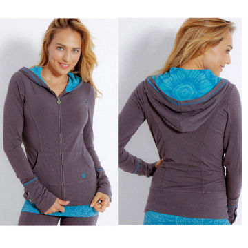 Gym Hoodie Jacket Full Zipper Womens Fitness Wear With Hood Long Sleeves