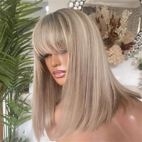 Silver Gray Ash Blonde Bob Wig