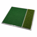 Tapete de práctica de golf Pro Modular de doble césped: césped rugoso de 40 mm y tira de golpe reemplazable con marco de metal