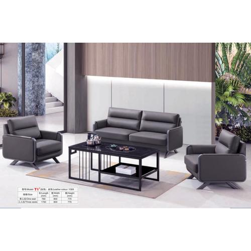 Black Leather Office Sofa Set