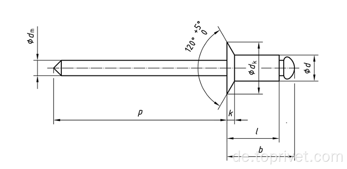 Aluminium-/Stahlkontertyp -Blindnieten typern