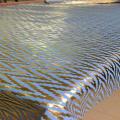 Toleta de mesa de ouro do padrão de ondulação com tecido PU