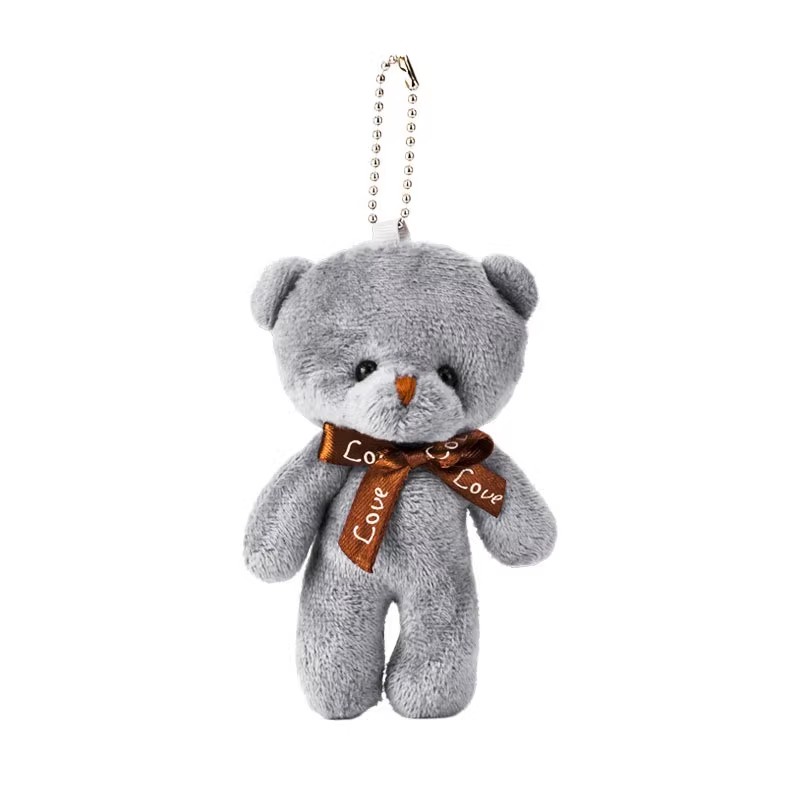 Accesorio colgante de lujoso de oso gris para la bolsa de niña