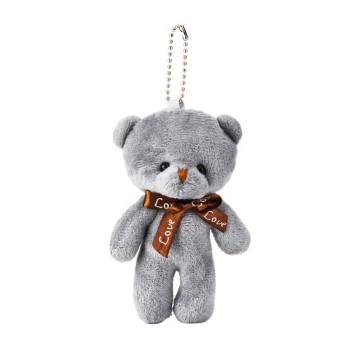 Grey bear plush pendant accessory for girl's bag