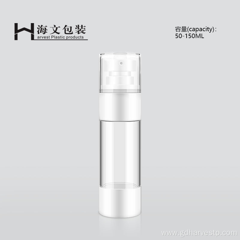 White Round Clear Airless Bottle Pump Screw On